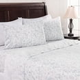 thumbnail image 4 of Chanasya Premium Floral Printed Elegant Patterned King Bed Sheet Set 4-Piece - 1 Flat Sheet 1 Fitted Sheet and 2 Pillowcases - Ultra Soft Microfiber Hypoallergenic Sheets - Blue, 4 of 6
