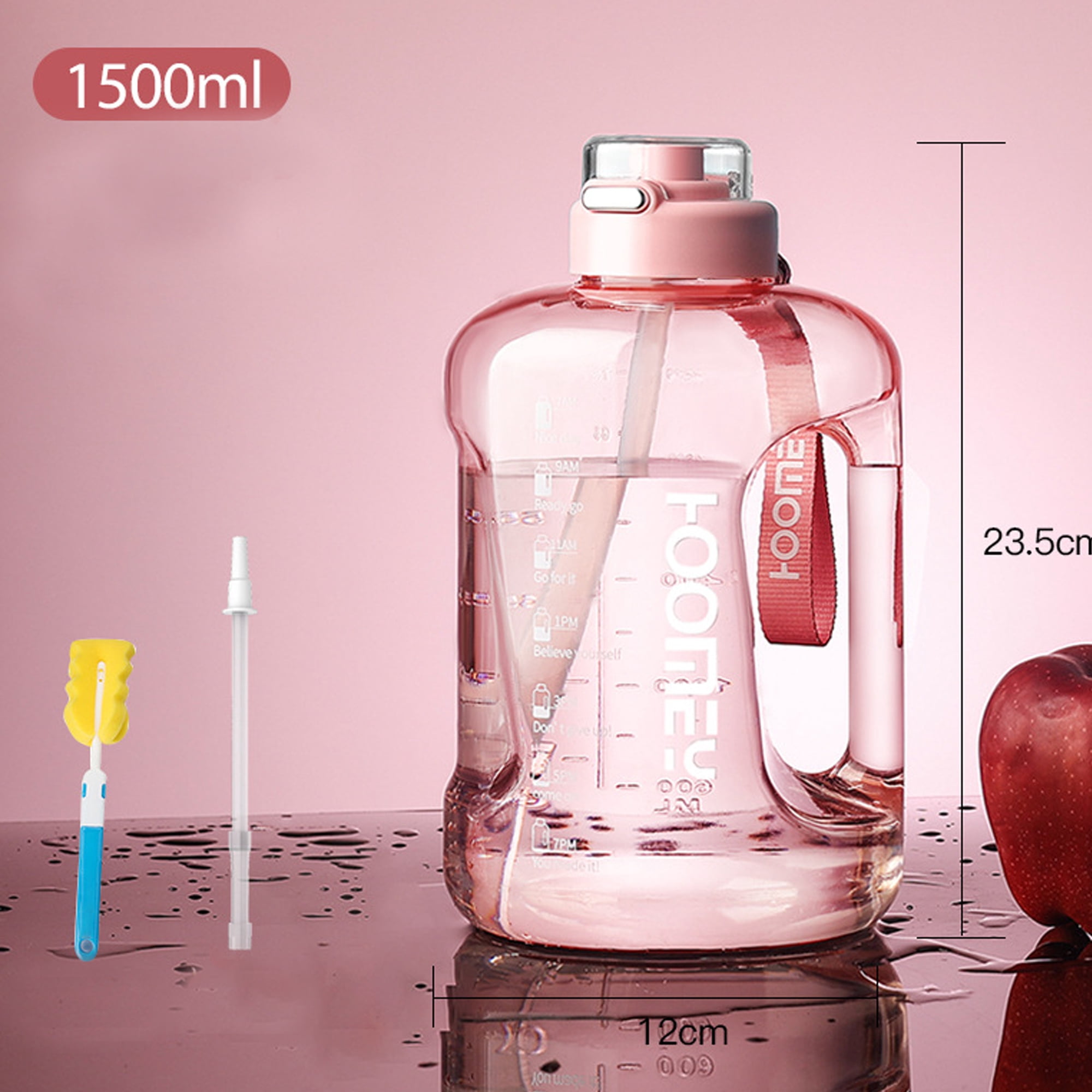 WEHUSE 50 oz Water Bottle with Time Marker - Straw & Chug Lid - BPA Free Gym Water Bottle with Straw - Big Gallon Jug