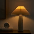 thumbnail image 3 of Home Decor Collection 18"in Ribbed Ceramic Table Lamp with Ivory Pleated Shade, 3 of 6
