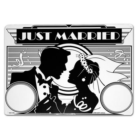 Party Animal CW-2 Just Married Art Deco Plastic Lawn Sign