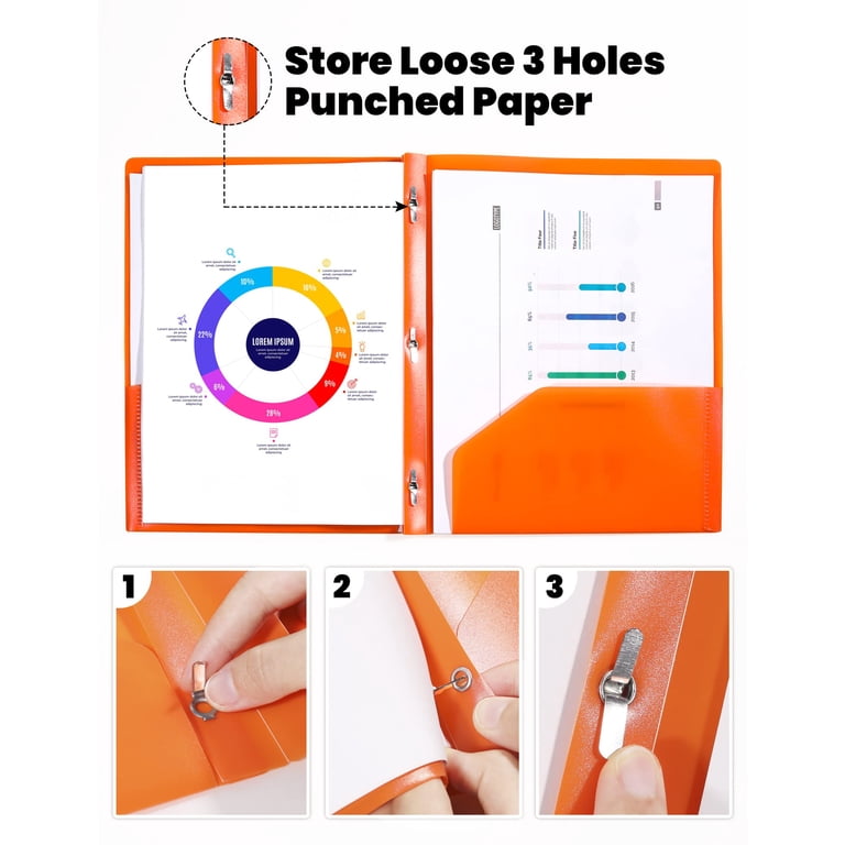 SUNEE 3-Prong Plastic Folders with Pockets, 6 Count photo 7