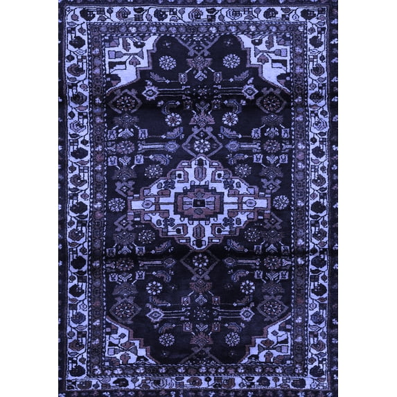 Ahgly Company Machine Washable Indoor Rectangle Persian Blue Traditional Area Rugs, 2' x 5'