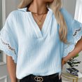 thumbnail image 3 of Camisa casual de mujer camisa de manga corta de mujer top de manga corta de mujer top de verano de mujer Camisa casual de mujer cuello en V manga corta de color sólido costura de ANGGREK Otros, 3 of 5