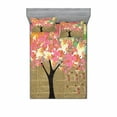 thumbnail image 1 of Ambesonne Tree Fitted Sheet & Pillow Sham Set, Watercolor on Retro Newspaper, Queen, Multicolor, 1 of 3