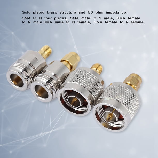 Conectores SMA, Adaptador SMA 4pcs SMA A N Adaptador n Macho / Femenino A SMA Conector de Adaptador Coaxial de RF Femenino / Masculino
