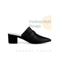 thumbnail image 3 of BLISSFUL STEP Pointed Toe Chunky Heels Mules with Buckle Decor for Women Black 11, 3 of 6