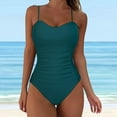 thumbnail image 2 of Huesdet Women Athletic One Piece Swimsuits Sporty Racerback Bathing Suits Full Coverage Modest Swimwear[Green,M], 2 of 6