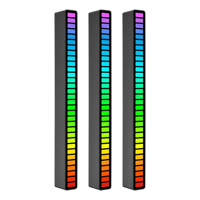 Mistaha RGB Sound Control Rhythm Lights 3 PCS 32 LED 18 Colors Audio Spectrum Mode 5 Levels of Speed 4 Levels of Brightness TYPE-C USB Portable Voice Activated Light for Car Gaming Room Decoration