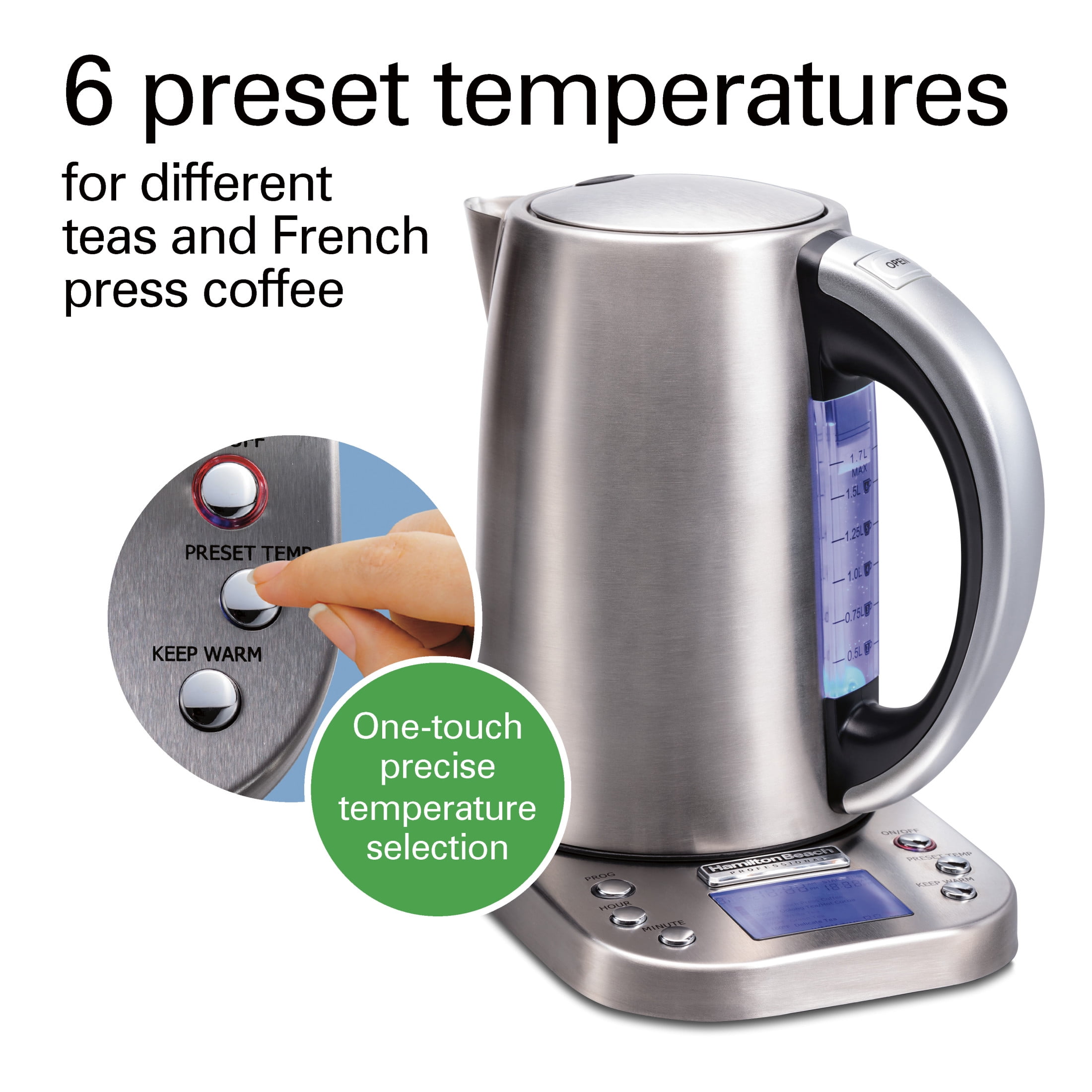 Hamilton Beach Professional Stainless Steel Electric Kettle Hamilton Beach Professional Stainless Steel Electric Kettle