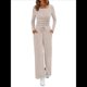 thumbnail image 1 of Conjuntos de Dos Piezas para Mujer, para Estar en Casa, para Otoño, con Suéter de Cuello Henley, Pantalones Anchos y Chándal Albaricoque S, 1 of 8
