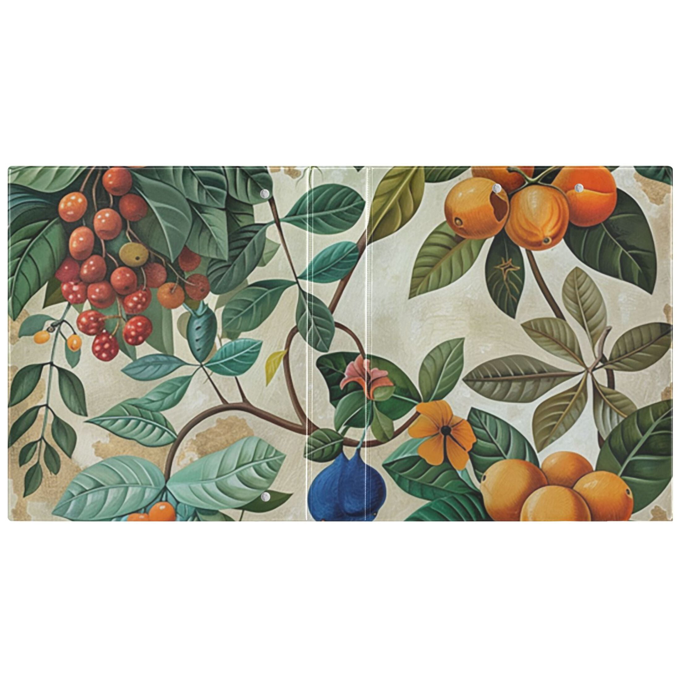 Fruit Leaves 3 Ring Binders 1.5 inch Hardcover File Folders with Interior Pockets A4 Size Organizer for School Office Hospital Set of 2