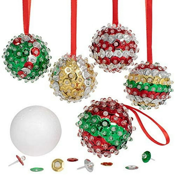 Ready 2 Learn - Ce10021 Ready 2 Learn Christmas Crafts - Create Your Own Sequin Ornaments - Set Of 6 - Christmas Crafts For Kids - Christmas Tree Decorations - All Materials Included