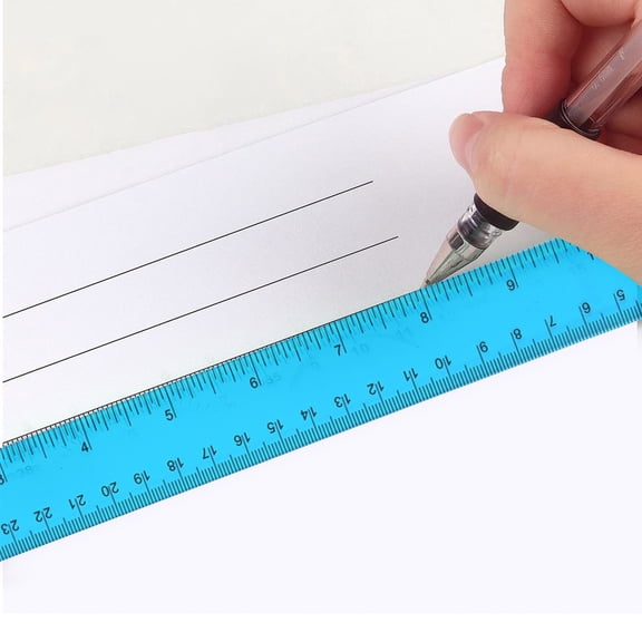30cm Plastic Straight Ruler Clearance, Centimeter Scale Measuring Tool, Clear Hard Ruler for Home Office Drafting, Drawing and General Measurement, Blue