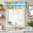 thumbnail image 2 of Welcome to The Beach Valance Curtain for Windows Summer Watercolor Blue Ocean Loungers Starfish Rod Pocket Curtain Valances Short Window Treatments for Kitchen Bathroom Laundry Basement 42 x 12 Inch, 2 of 9