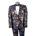 thumbnail image 2 of Mens 2 Button Navy Blue & Gold Foil Floral Paisley Prom & Wedding Tuxedo By Alberto Nardoni, 2 of 3