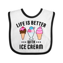 Inktastic Life is Better with Ice Cream Boys or Girls Baby Bib