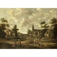 thumbnail image 2 of Cornelis Droochsloot 18x14 Black Ornate Wood Framed Double Matted Museum Art Print Titled - Village Street (1664), 2 of 5