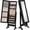 Black, variant on BOUQUETYZ Full-Length LED Mirror Jewelry Cabinet - Standing Armoire with 5-Angle Tilt & Storage, Rubberwood Frame, Easy Assembly - Jewelry Organizer for Women, Bedroom, Closet (White/Black)