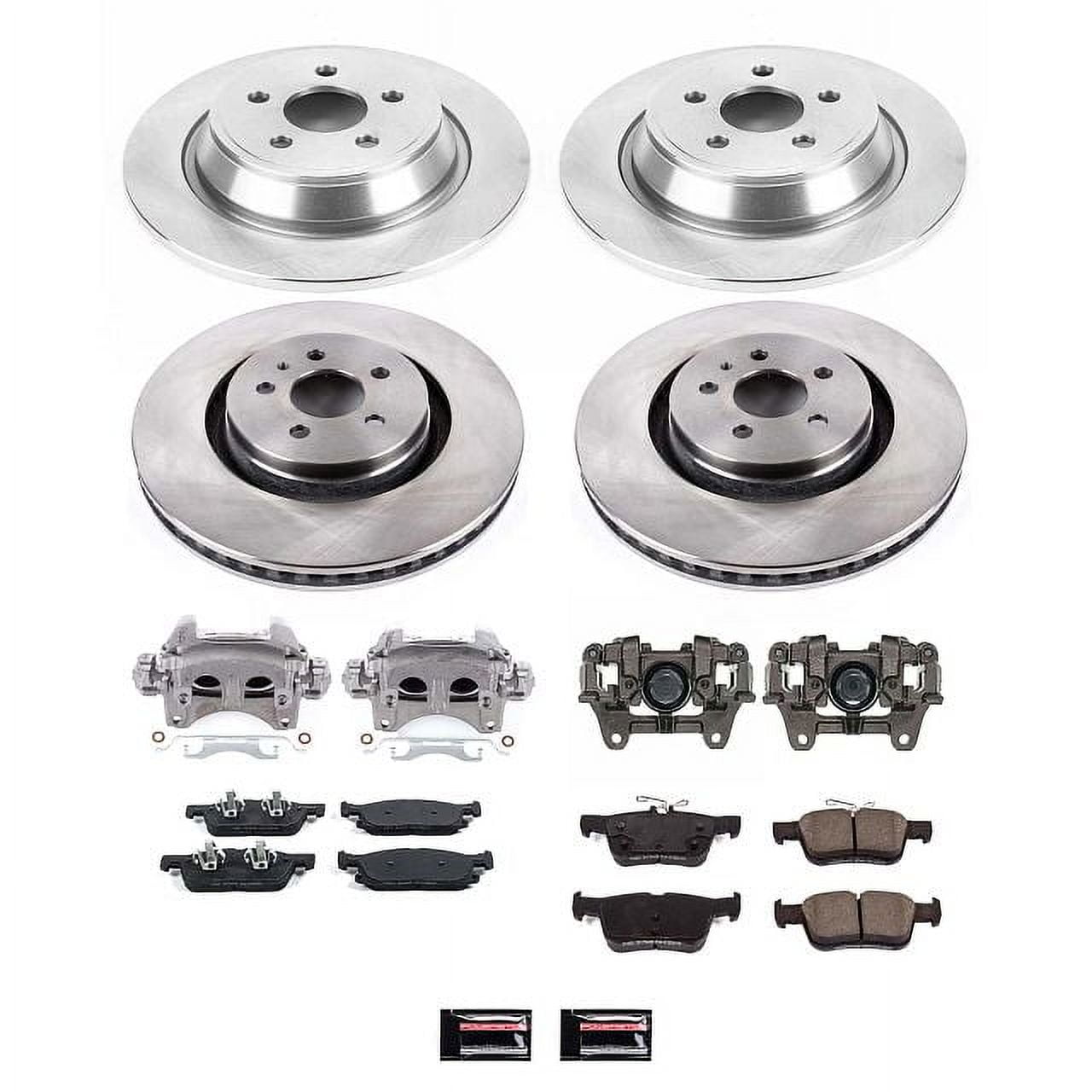 PowerStop Front and Rear Stock Replacement Brake Pad and Rotor Kit with Calipers Fits: FORD LINCOLN Select Models KCOE7416