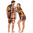thumbnail image 4 of JULMCOMO Halloween Pajama Sets for Couples Pumpkin Ghost Bat Print Button Down Loose Lounge Sets Funny Print Party Soft Shorts Pajamas White-Women 2XL, 4 of 5