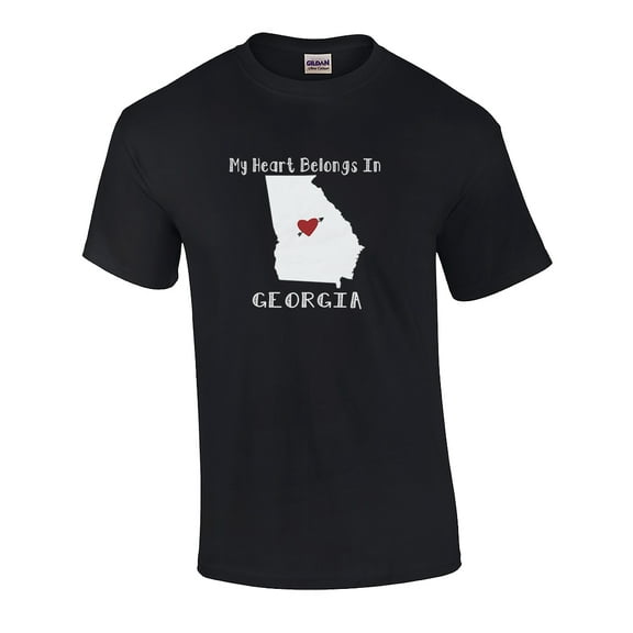 My Heart Belongs in Georgia Graphic Short Sleeve Adult T-Shirt-XXL Black