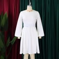thumbnail image 2 of AURA Plus Size Belted Swing Midi Dress Long Sleeve Crewneck High Waist Large Skirt Elegant Fall Winter Dress with Zipper, 2 of 9
