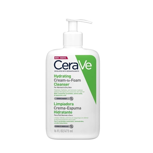 CeraVe Limpiadora Crema-Espuma Hidratante|Limpiador para piel normal a seca 473ml