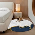 thumbnail image 3 of Navy Blue Gold Marble 6ft Round Rugs, Modern Abstract Marble Crack Texture Non-Slip Area Rugs for Living Room Bedroom Kitchen, Soft Low Pile Dining Room Kicthen Circle Carpet, Indoor Floor Rug, 3 of 9