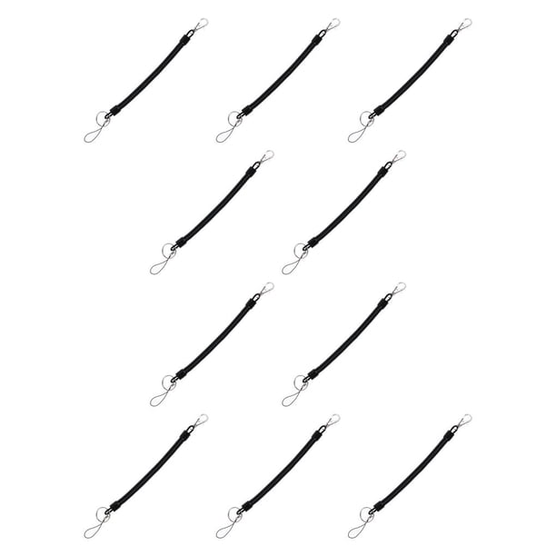 Seitruly Exquisitas correas elásticas de resorte, cordón de Clip para llavero, cuerda ajustable de moda, cordón elástico para hombre, negro Negro 10piezas