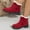 🔥 Red, variant on Women Boots Women's Boots Women Fashionable and Casual Thick Soled Bow Round Toe Mid Tube Thick Artificial Face Short Boots