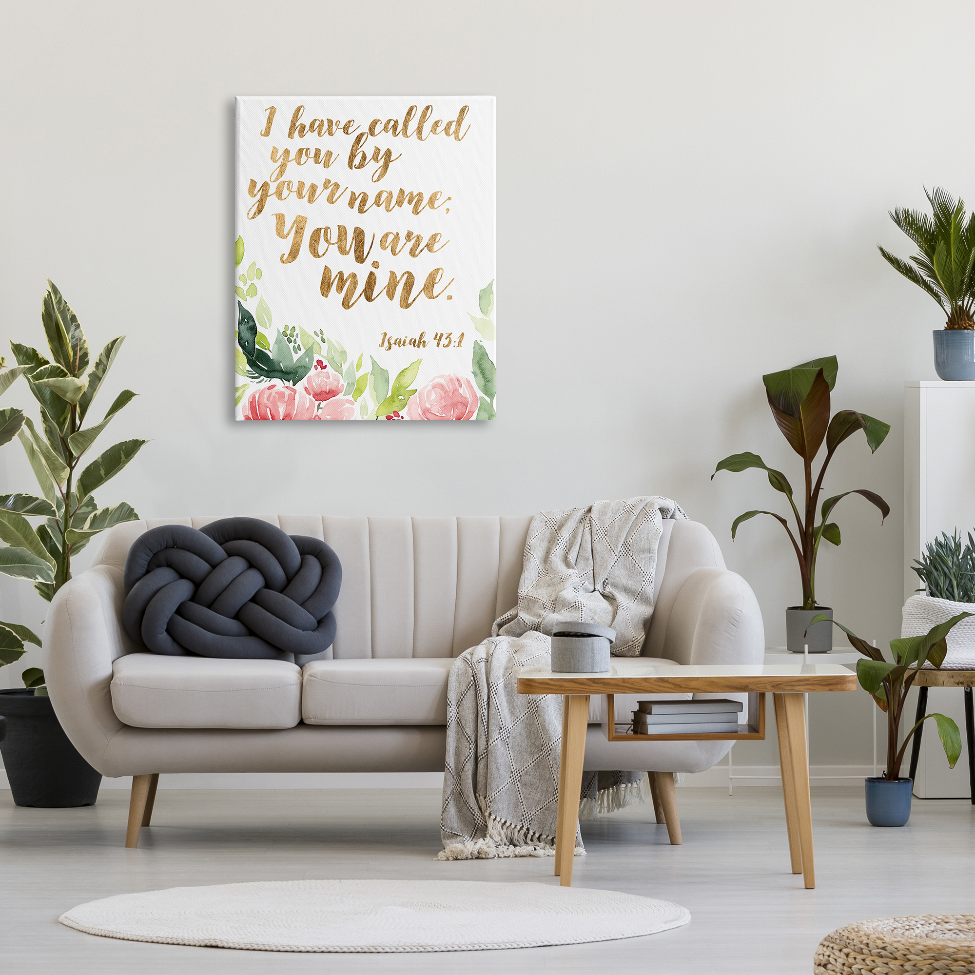 Stupell Industries I Have Called You Spiritual Isaiah 43:1 Fresh Pink Florals, 30 x 40, Designed by Studio W