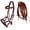Mahogany/Beaded, variant on Horse Western Black Leather Beaded Bitless Padded Sidepull Bridle Reins 77RS17BK