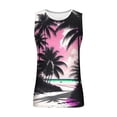 thumbnail image 3 of Penkiiy Sunset Print Beach Tank Tops Men Summer Casual Sleeveless T-Shirt Round Neck Sports Tee Racerback Workout Tanks L Pink, 3 of 4