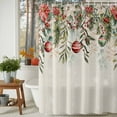 thumbnail image 3 of Shower Curtains Sets for Bathroom Decor Xmas Ball Poinsettia Eucalyptus Snow Waterproof Bathroom Curtain with Hooks, Winter Berry Retro Linen for Bathroom Decor,60x72IN, 3 of 9