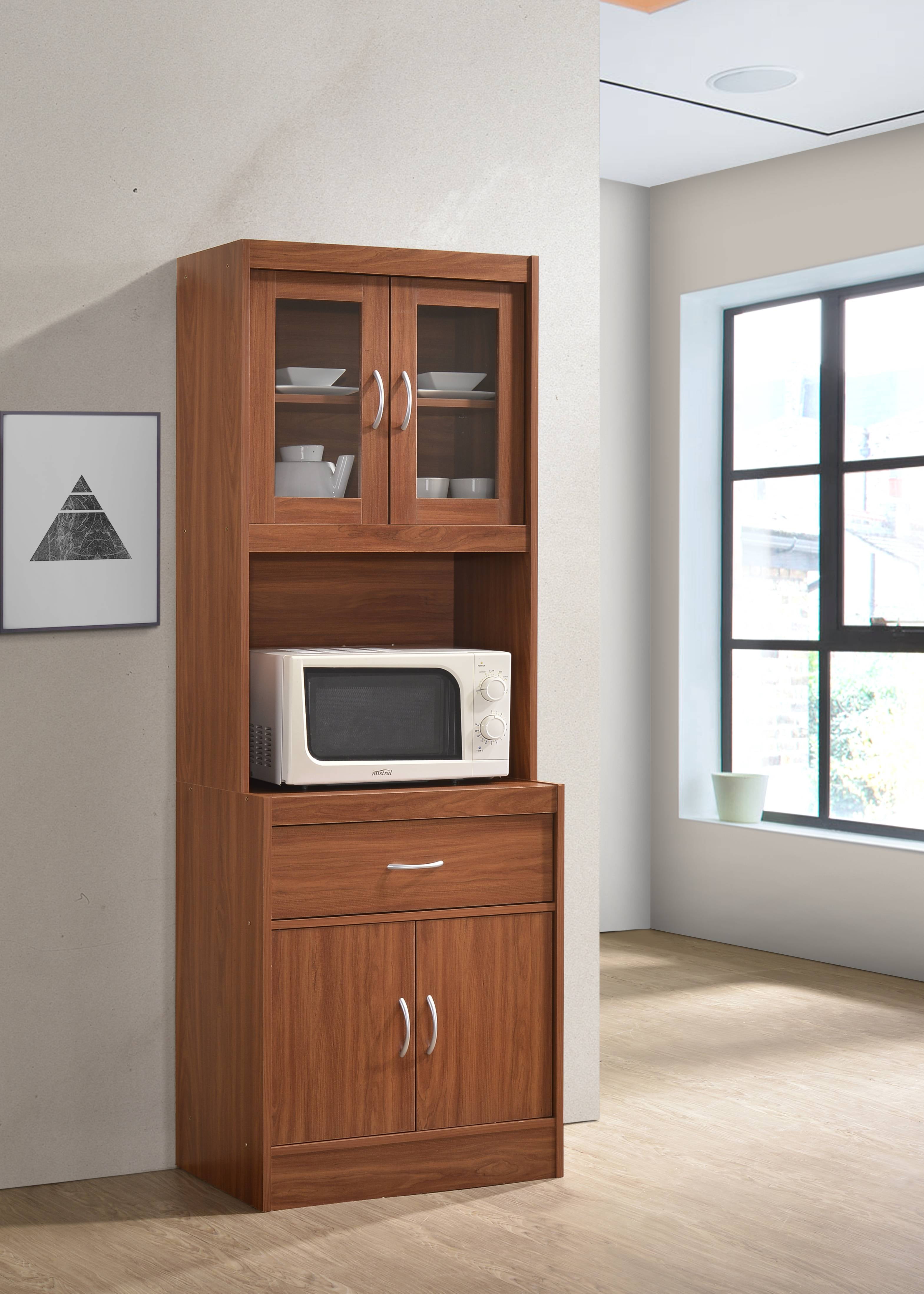 Hodedah Modern Kitchen Cabinet, Cherry - Walmart.com ...