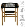 thumbnail image 3 of Dining Side Chair Armchair, Set of 2, Black, Teak Wood, Outdoor Patio Balcony Cafe Bistro Garden Hospitality Restaurant, Modern Contemporary, HB37074, 3 of 11