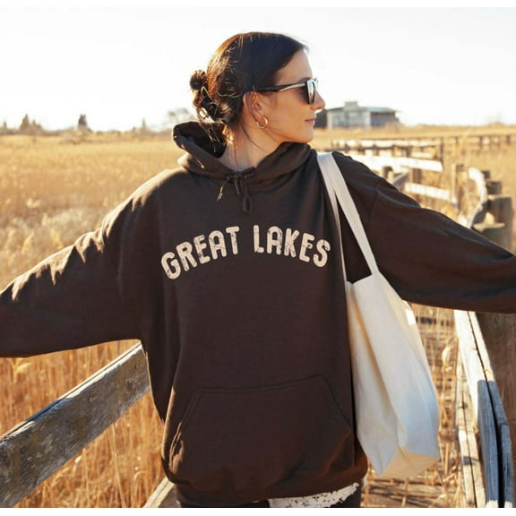 GREAT LAKES Graphic Unisex Fleece Hooded Sweatshirt