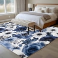 thumbnail image 5 of Blue Flower Large Area Rugs for Bedroom Living Room, Soft Non Slip Carpet Bedside Rug, Vintage Ink Rose Floral Spring Botanical Rectangular Floor Cover Kitchen Accent Rug 5'x8' for Dining Room/Office, 5 of 9