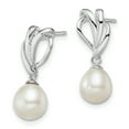 thumbnail image 2 of Sterling Silver Rhodium-plated 7-8mm White FreshwaterC Pearl Post Dangle, 2 of 3