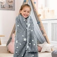 thumbnail image 2 of Liderstar Glow in The Dark Throw Blanket with Stars Plush Blanket for Kids and Adults Gray 50 x 60 inches, 2 of 9