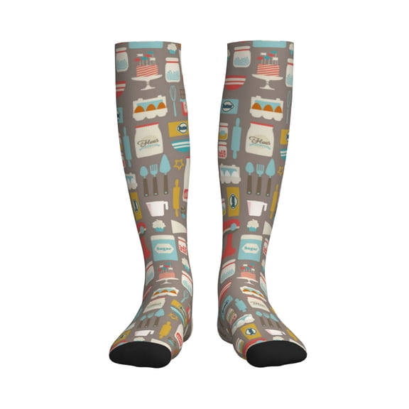Rateoe Kitchen Food Compression Socks for Women and Men 20-30mmHg-Circulation Support Socks Knee High Nurse Pregnant Running Medical and Travel Athletic