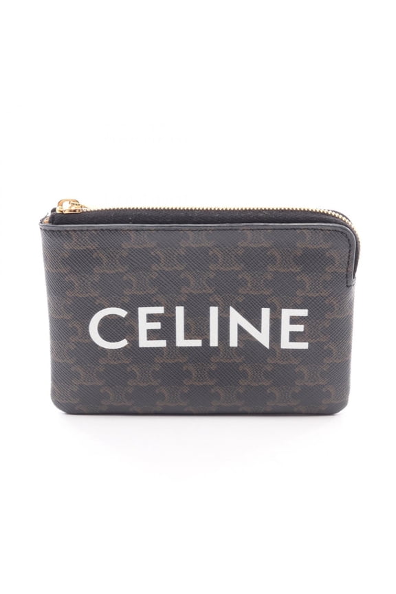 Pre-Owned Celine Triomphe business card holder/card case with key ring, wallet/coin purse,...