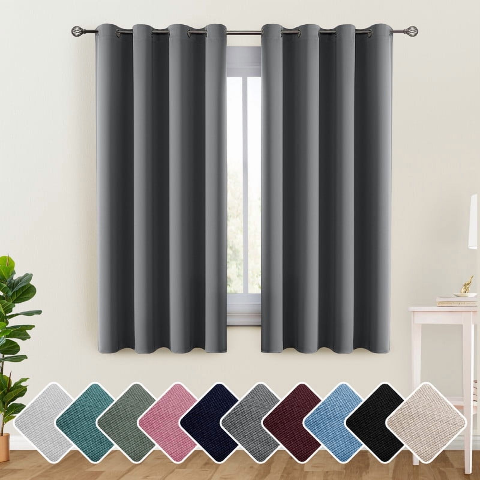 Lux Decor Collection Blackout Curtains for Bedroom, Set of 2 Curtains for Living Room, Thermal Insulated Blackout Curtains - 42"x63" - Gray