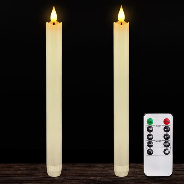 Velas cónicas sin llama Homemory Ivory con mando a distancia de 24 cm, 2 unidades