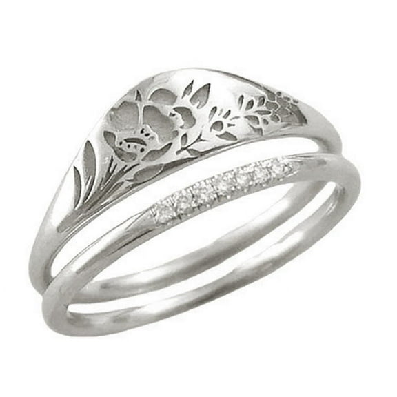 Designice Rings for Women,Carved Rose Flower Ring Anniversary Gift,Elegant Woman Simple Rings,Size-8