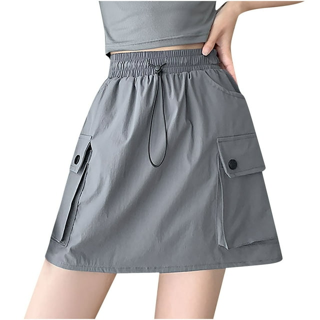 Timegard Skirts for Women Drawstring Elastic Waist Lightweight Breathable Athletic Running Skirts