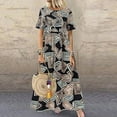 thumbnail image 2 of ZANZEA Womens Dresses Short Sleeved Vintage Floral Printed Maxi Dress, 2 of 5