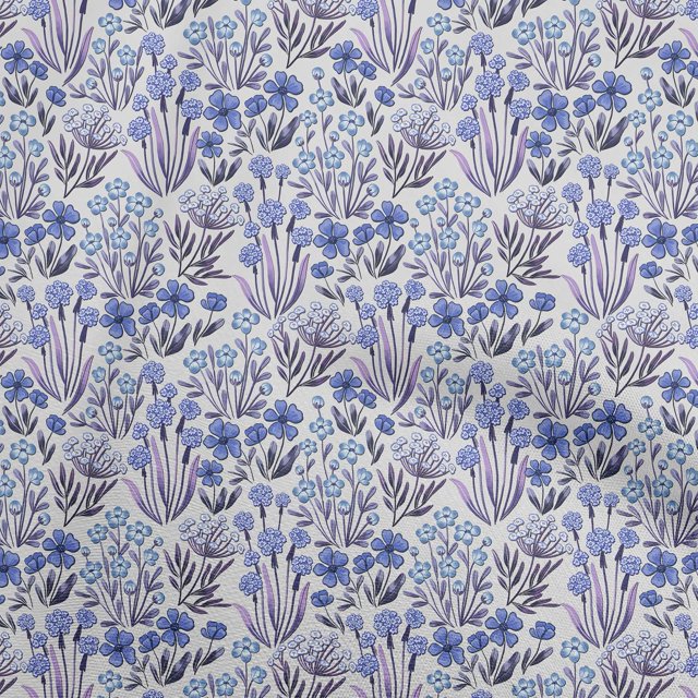 oneOone Velvet Medium Blue Fabric Floral Sewing Craft Projects Fabric Prints By Yard 58 Inch Wide