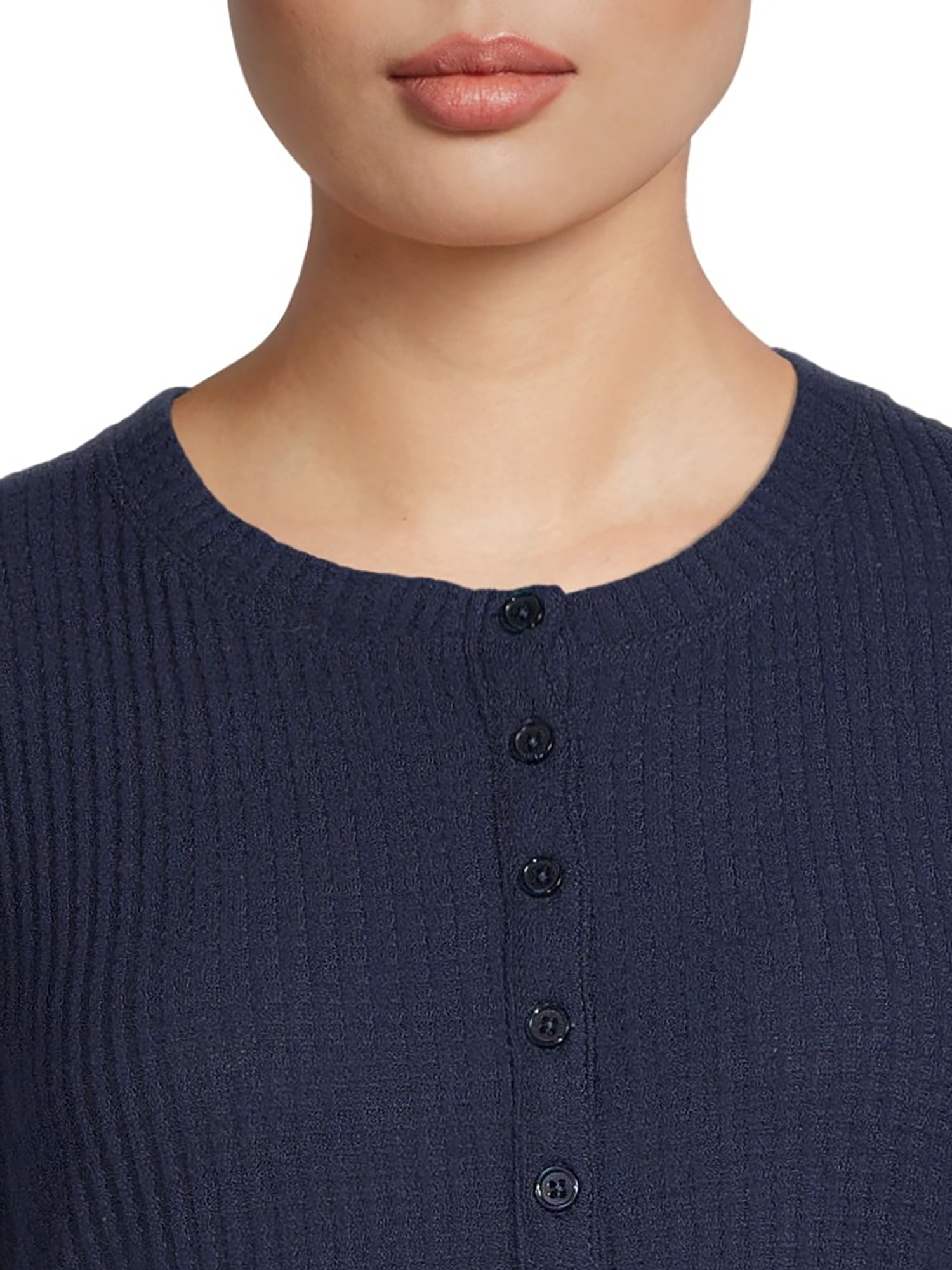 Time And Tru Women's Waffle Henley Top