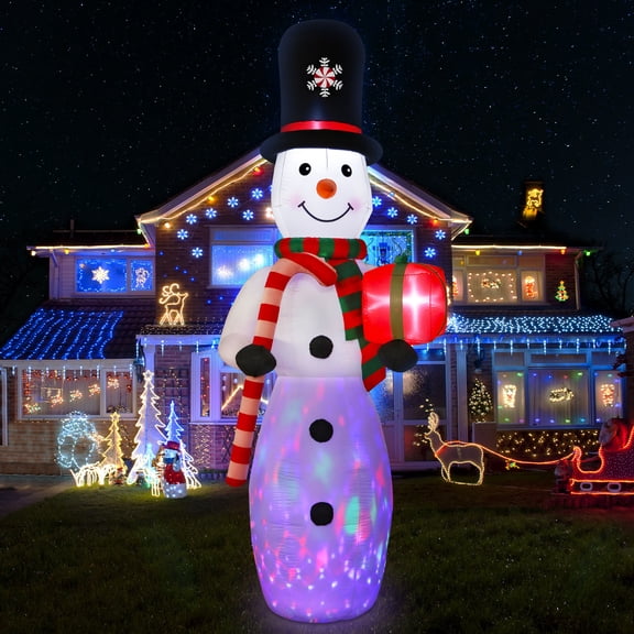 10FT Christmas Inflatable Snowman | LED Lighted Outdoor Holiday Yard Decor, Freestanding Blow-Up XMAS Decoration for Garden Lawn, Plug Powered 100V-240V